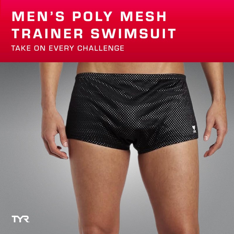 TYR Men's Poly Mesh Trainer Swim Suit (Black, 34) - Image 2